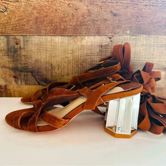 NWOT Miu Miu Suede Gladiator Mirriored Heel Sandals - Picture 4 of 11